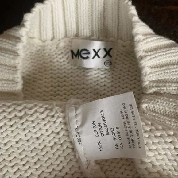 Mexx Sweater 100% Cotton Floral Motifs Jacquard 80s 90s MultiColor Pink Cream S - Picture 9 of 11